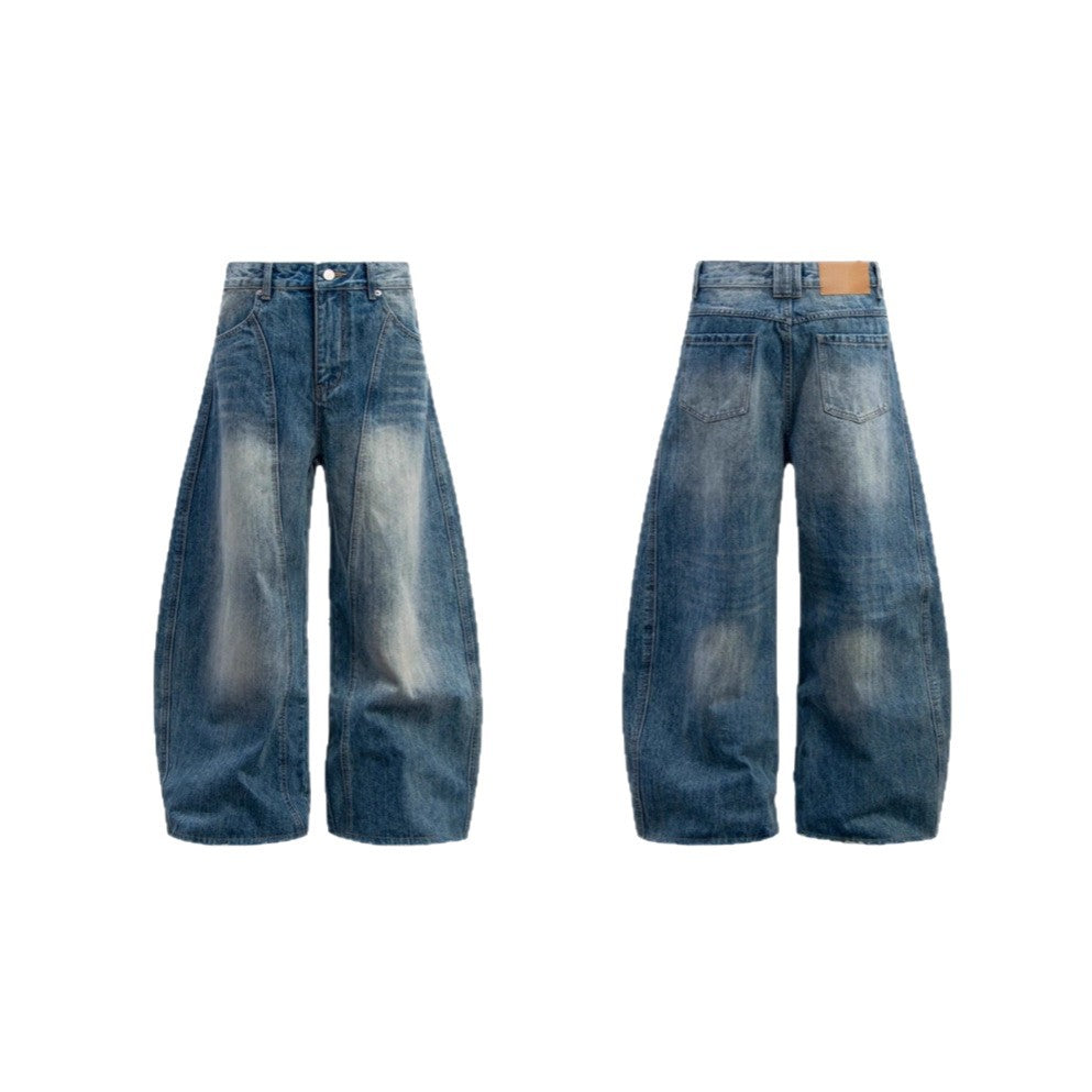 Men's Vintage Washed Distressed Bootcut Jeans – Loose Fit American Style
