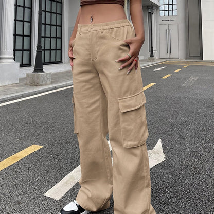 Women's Loose Casual Multi-Pocket Pants – Mid-Waist Cotton Trousers XS–4XL