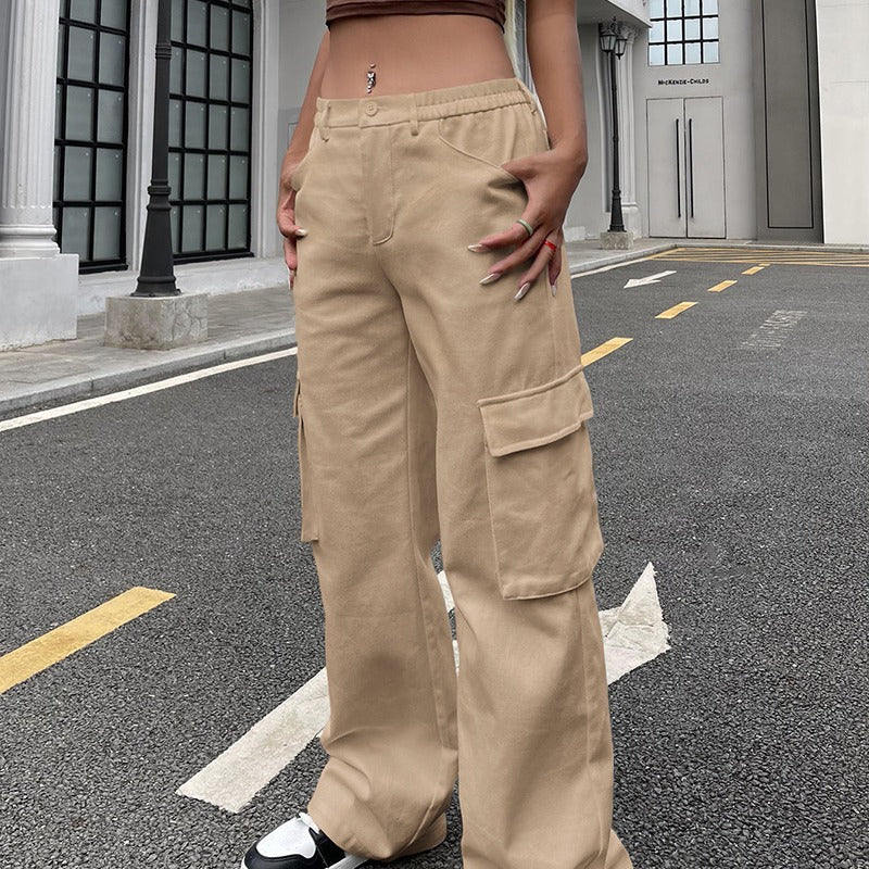 Women's Loose Casual Multi-Pocket Pants – Mid-Waist Cotton Trousers XS–4XL