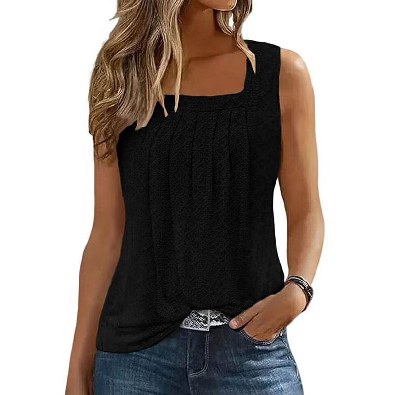 Women's Square Neck Pleated Suspender Top – Loose Street Style