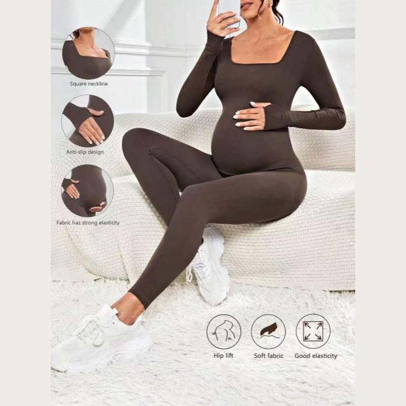 Women's Seamless Ribbed Maternity Jumpsuit – 6 Colors Spandex Blend S–L