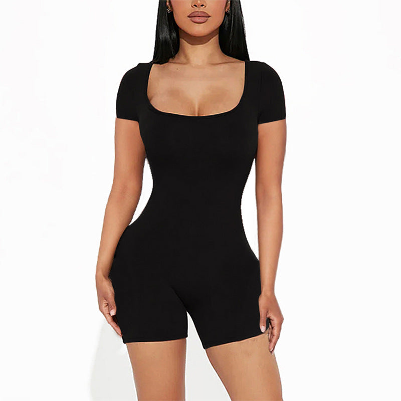 Women's Slim-Fit Sheath Jumpsuit – Three-Quarter Sleeve Bodycon S–2XL