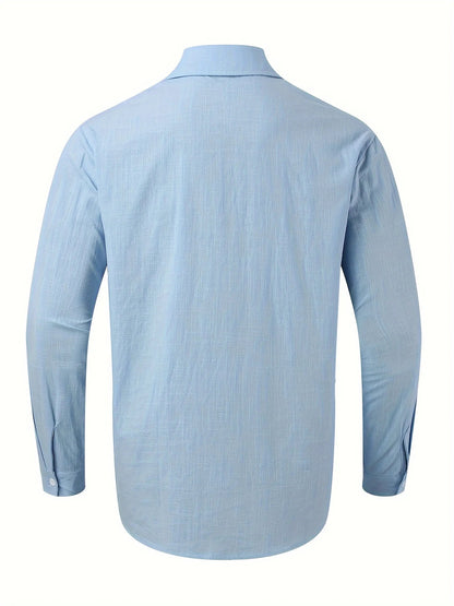 Men's Cotton Linen Long Sleeve Shirt | Casual Button-Down
