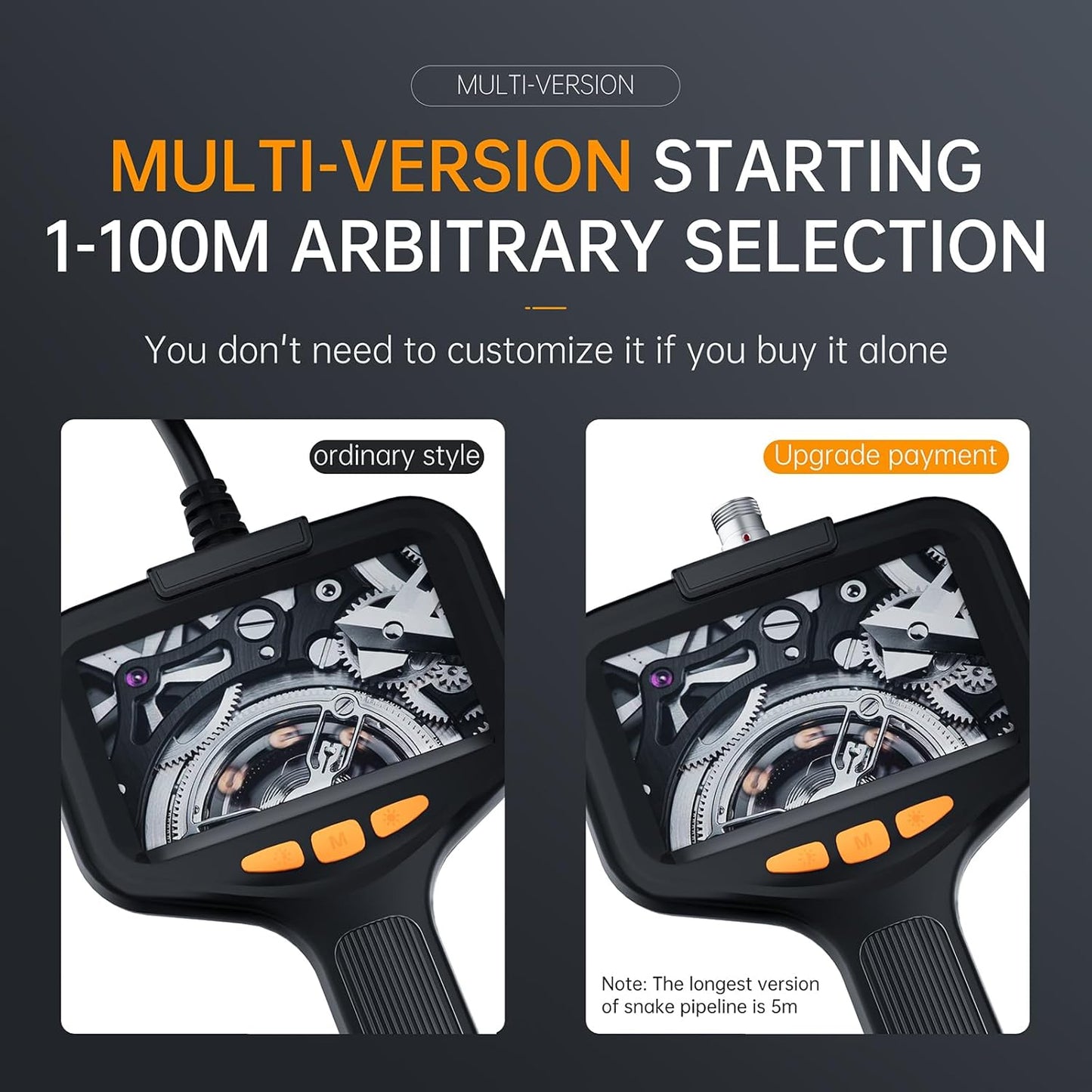 Borescope Inspection Camera with Light – 2M, 5M & 10M Snake Camera for Automotive & Pipe Inspection