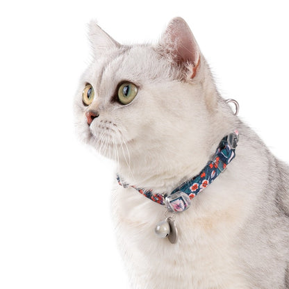 Floral Print Cat Collar with Bell – Adjustable, Soft & Secure