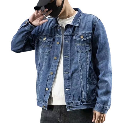 Men's Vintage Loose Fit Denim Jacket – Casual Jean Coat for Spring & Autumn