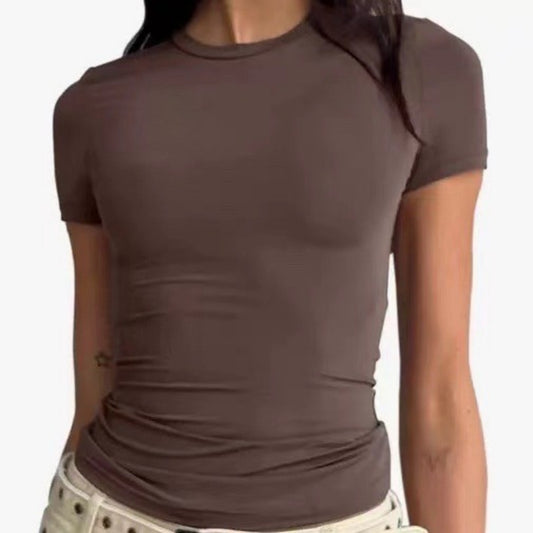 Women's Streetwear Round Neck Pullover Top – Short Sleeve