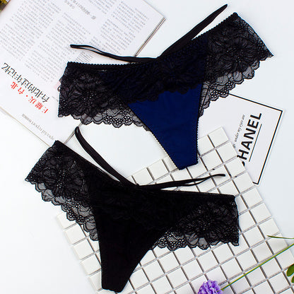 Women's Ice Silk Low-Waist Briefs with Lace Straps