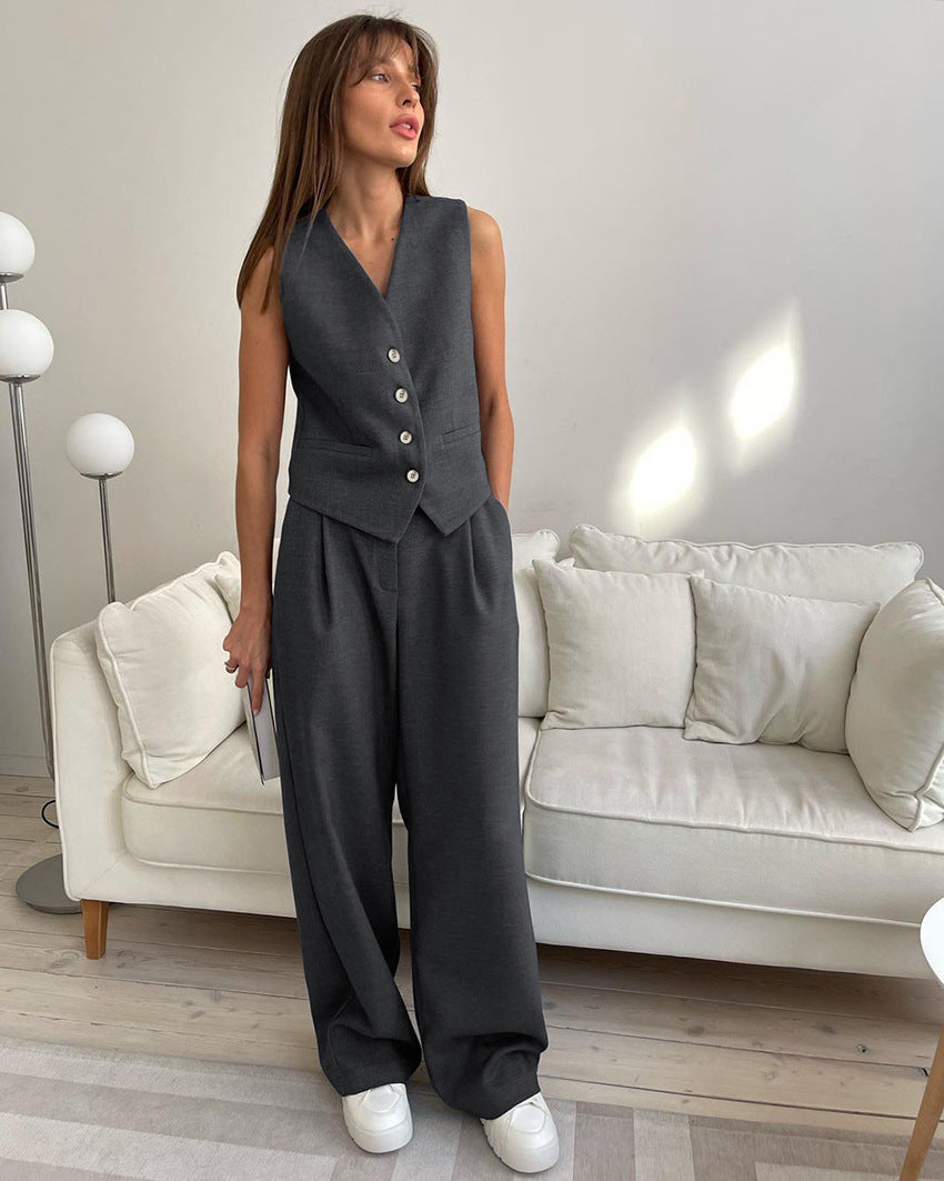 Women's Sleeveless Vest & Pants Two-Piece Suit – Solid Color Summer Set S-L