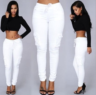 Women's Multi-Pocket Casual Cargo Pants – Mid-Waist Cotton Trousers