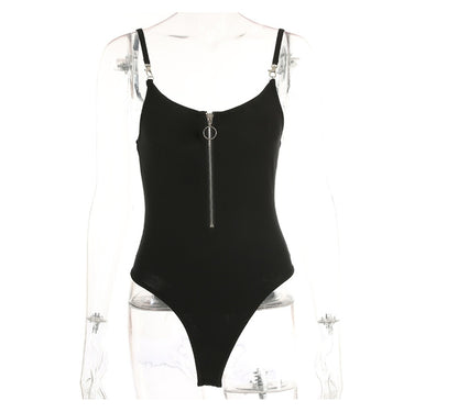 Women's Zipper Hook Body-Sculpting Bodysuit – Slim Fit Black