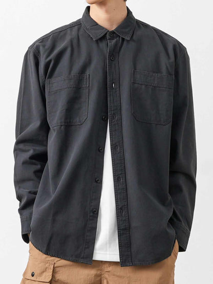Men's 100% Cotton Retro Lapel Shirt Jacket