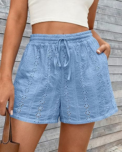 Women's Drawstring Capri Beach Shorts – Elastic Waist Casual Polyester S–2XL