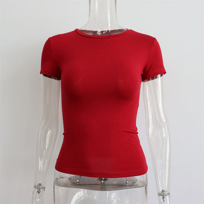 Women's Modal Round Neck Slim Fit T-Shirt – 10 Colors, Short Sleeve Street Style (S-L)