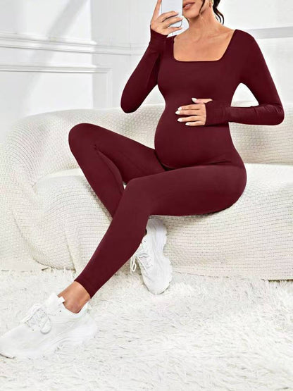 Women's Seamless Ribbed Maternity Jumpsuit – 6 Colors Spandex Blend S–L