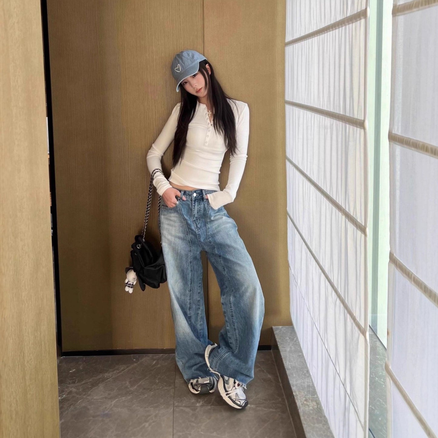 Men's Vintage Washed Distressed Bootcut Jeans – Loose Fit American Style