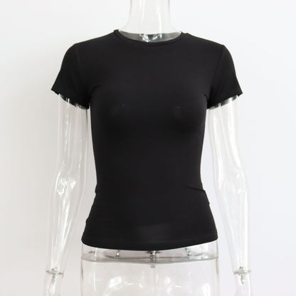 Women's Modal Round Neck Slim Fit T-Shirt – 10 Colors, Short Sleeve Street Style (S-L)