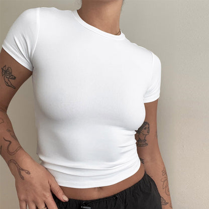 Women's Modal Round Neck Slim Fit T-Shirt – 10 Colors, Short Sleeve Street Style (S-L)