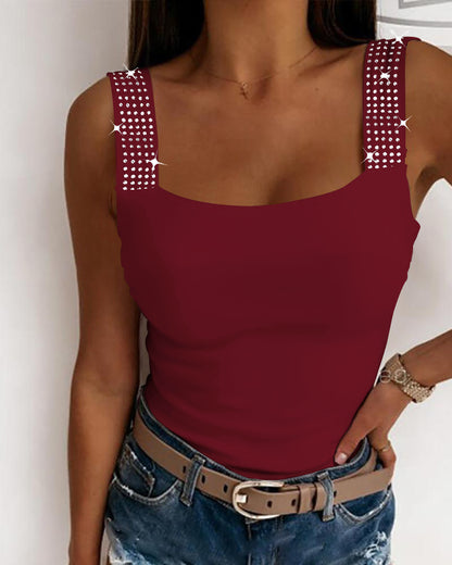 Women's Metal Eyelet Print Sleeveless Vest – Casual Pullover in 4 Colors (S-XL)