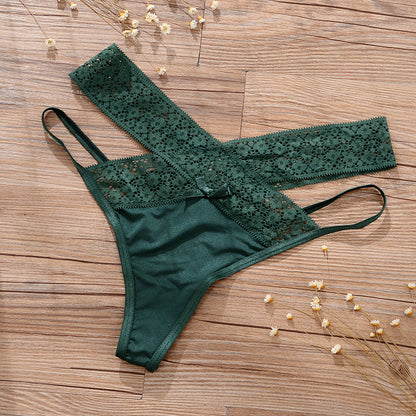 Women's Low-Waist Lace Panties – Black, White & Dark Green | M–L