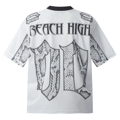 Women's Snake Print Mesh Drop-Shoulder Oversized Tee