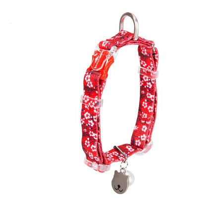Floral Print Cat Collar with Bell – Adjustable, Soft & Secure