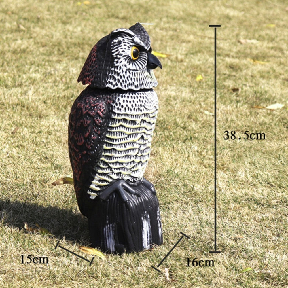 Realistic Owl Hunting Decoy – Electric 360° Rotating Head or Standard (16x15x38.5cm)