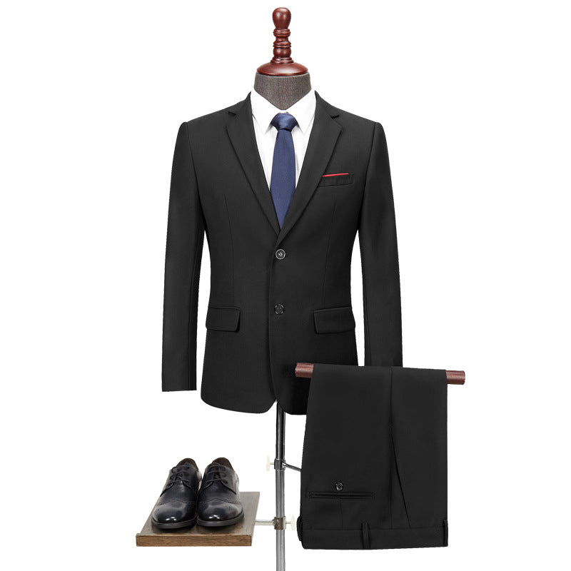 Men's Slim Fit 2-Piece Business Suit – Jacket & Trousers, Plus Sizes Available