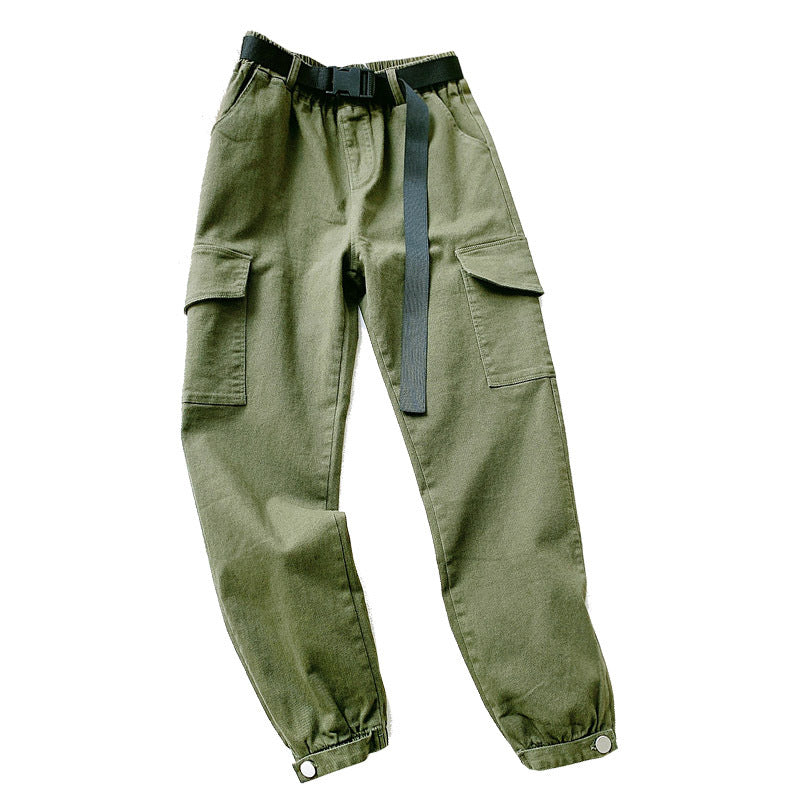 Women's High-Waist Multi-Pocket Straight-Leg Pants