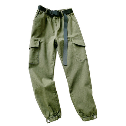 Women's High-Waist Multi-Pocket Straight-Leg Pants
