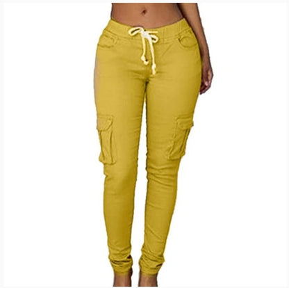 Women's Multi-Pocket Casual Cargo Pants – Mid-Waist Cotton Trousers