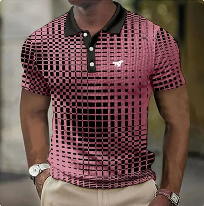 Men's Short Sleeve Plaid Polo Shirt – Slim Fit Summer Casual
