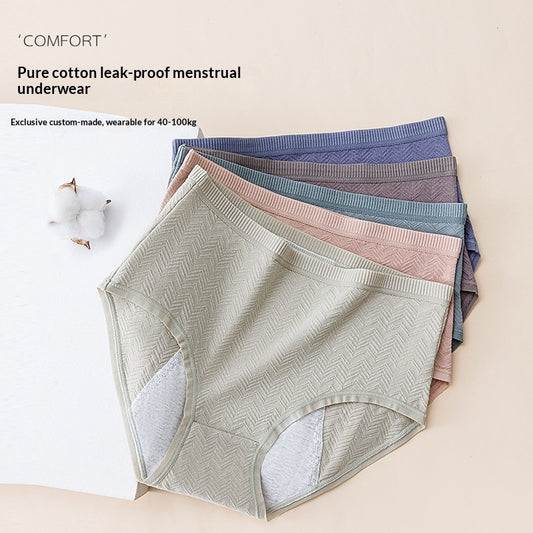 Women's High-Waist Cotton Period Panties – Plus Size Comfort Underwear