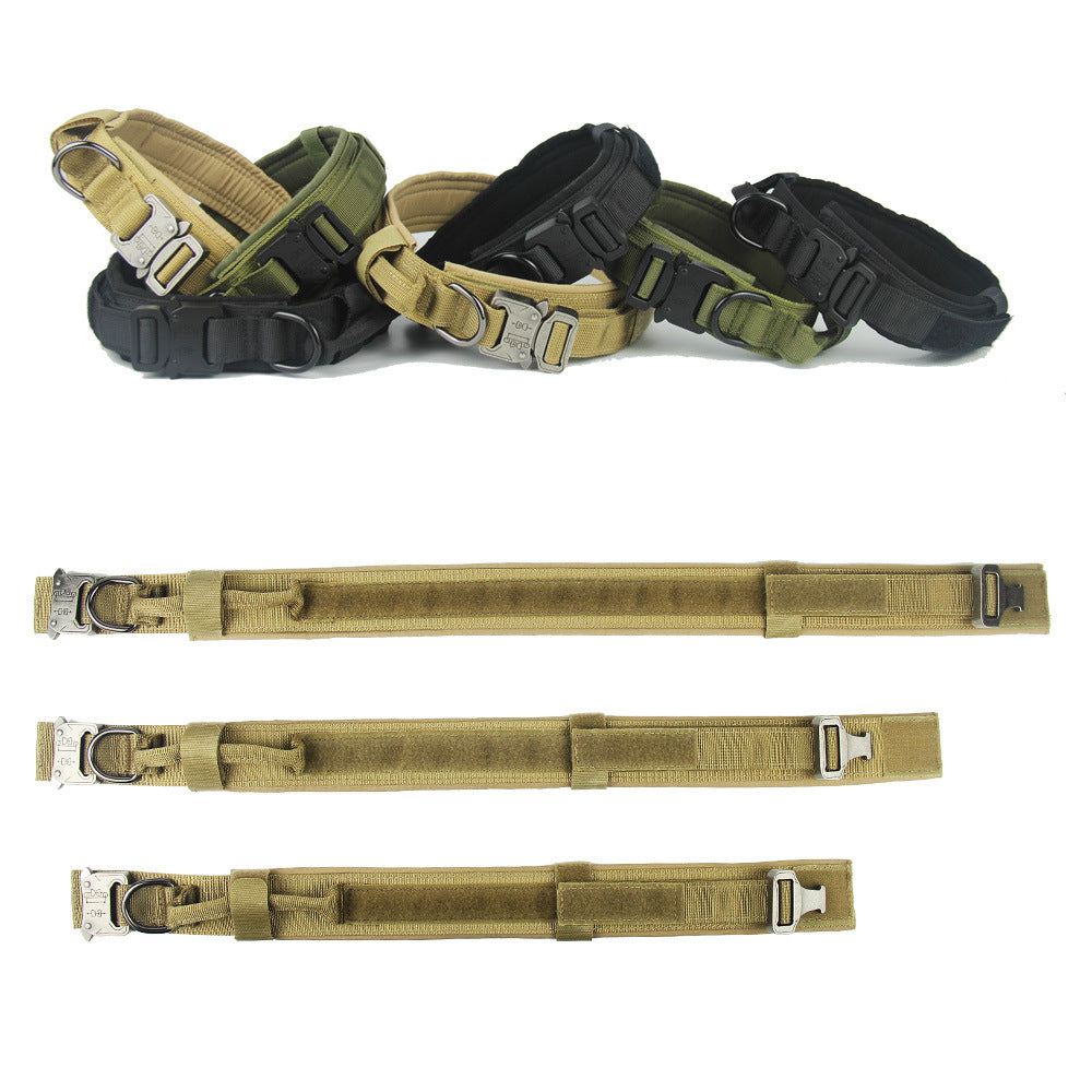 Tactical Dog Collar – 1000D Nylon, Double Buckle Safety | 4 Colors, M–XL