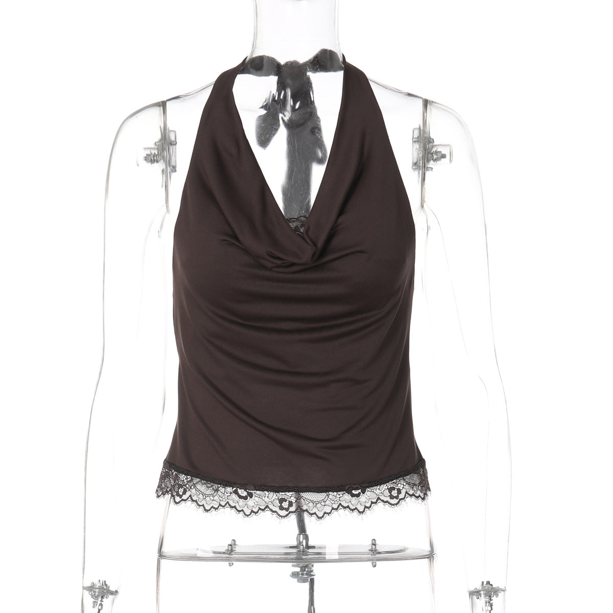 Women's Lace-Up Halter Neck Slim Fit Vest – Milk Silk Street Style in 3 Colors (S-L)