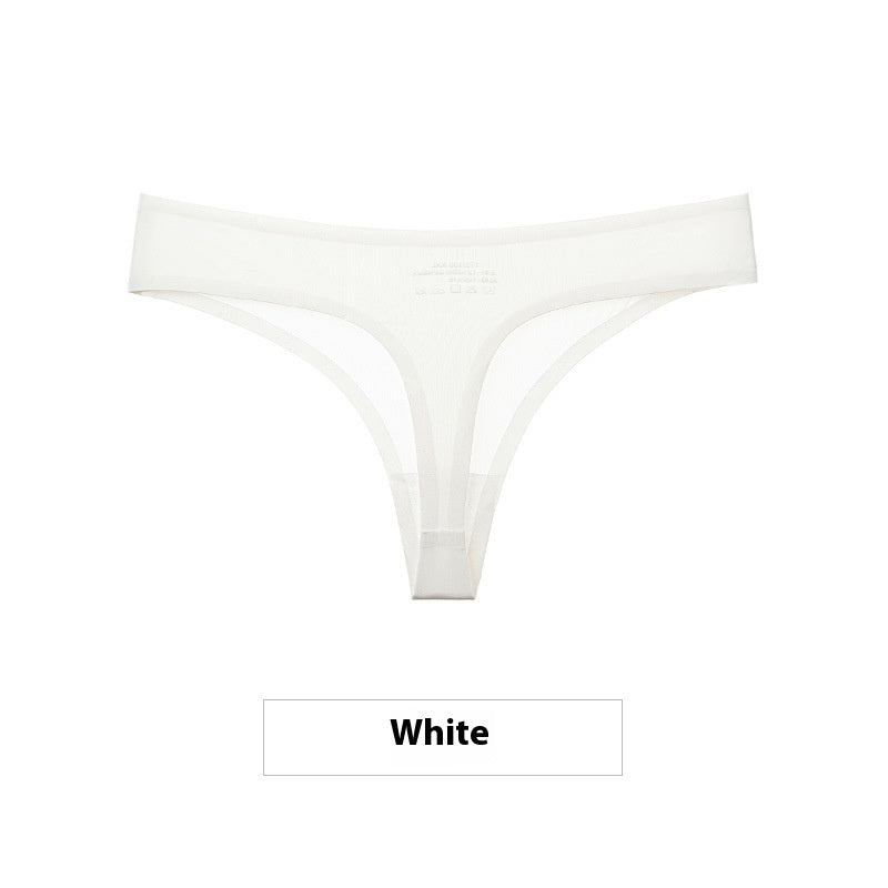 Women's Ice Silk Seamless Thong Underwear – No-Show Low-Rise T-Back | M–XXL