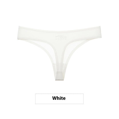 Women's Ice Silk Seamless Thong Underwear – No-Show Low-Rise T-Back | M–XXL