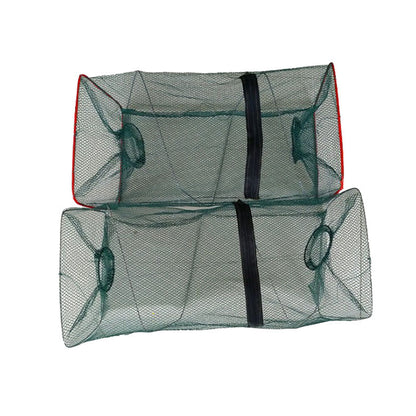 Folding Lobster & Crab Trap Cage – Two-Hole Collapsible Nylon Fishing Basket (With or Without Pipe)