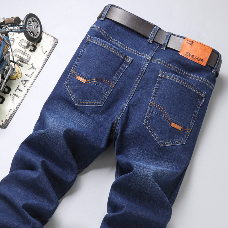 Men's Relaxed Straight Fit Stretch Denim Jeans – Black & Blue 28–40