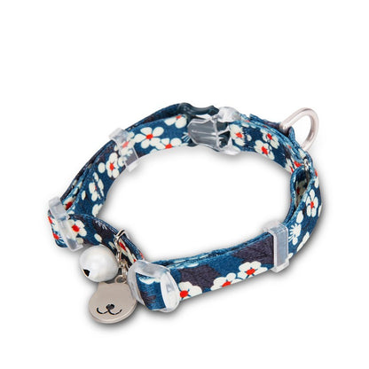 Floral Print Cat Collar with Bell – Adjustable, Soft & Secure