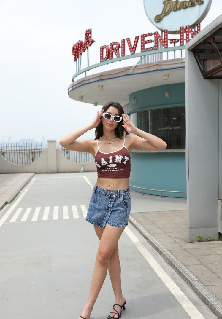 Women's High-Waist Denim Skort – Culotte-Style Faux Skirt Shorts S–XXL