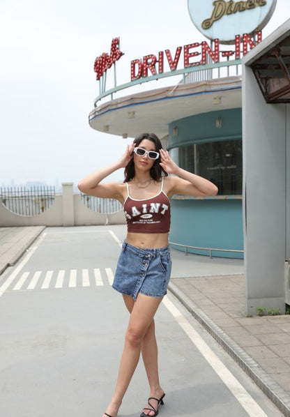 Women's High-Waist Denim Skort – Culotte-Style Faux Skirt Shorts S–XXL