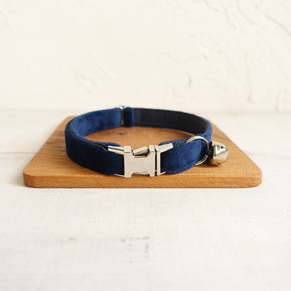 Double-Layer Soft Velvet Cat Collar – Navy Blue | S & L