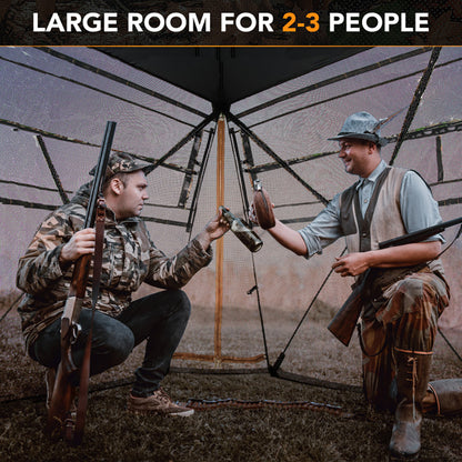 360° One-Way See-Through Pop-Up Hunting Blind – 82"x82" Camouflage Ground Blind for Deer & Turkey