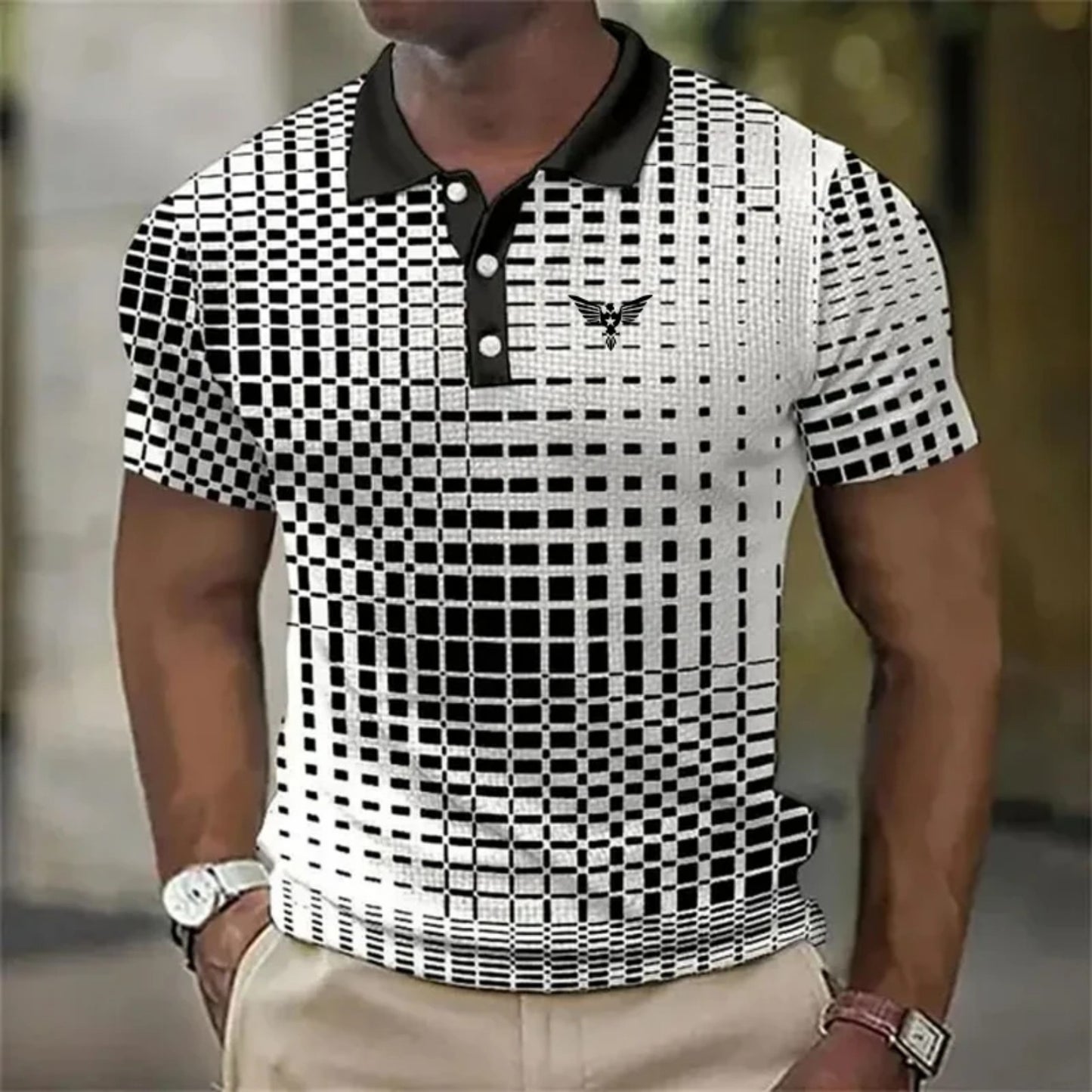Men's Short Sleeve Plaid Polo Shirt – Slim Fit Summer Casual