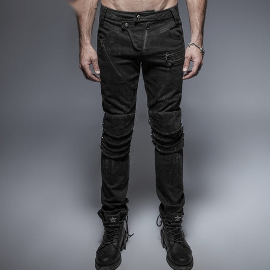 Men's Motorcycle Denim Jeans – Swinging Knee Steampunk Armor Style
