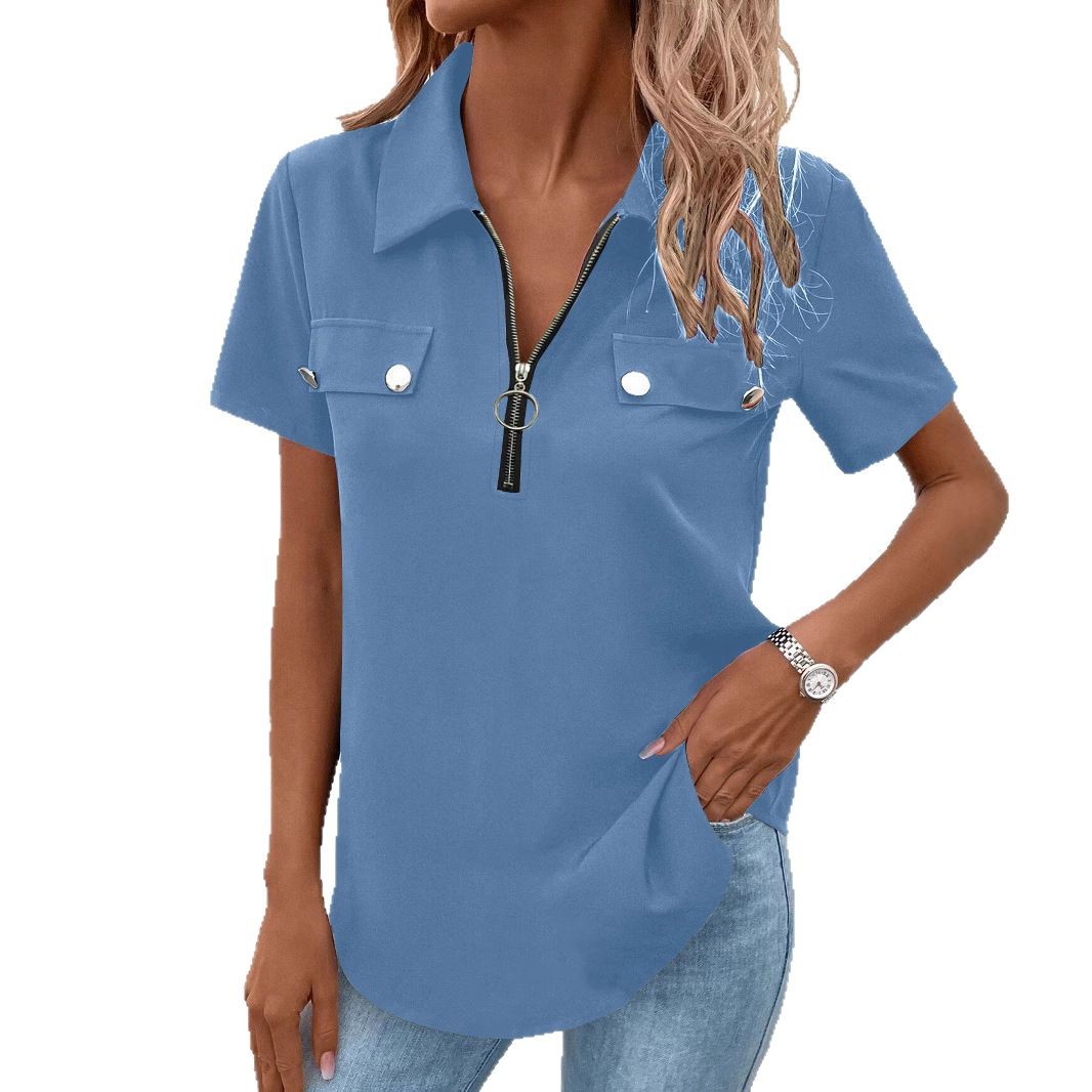 Women's Button Detail Casual T-Shirt – Regular Fit Spandex Top