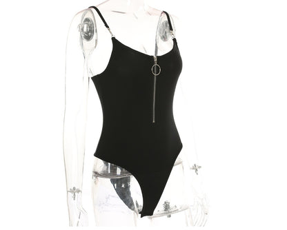 Women's Zipper Hook Body-Sculpting Bodysuit – Slim Fit Black