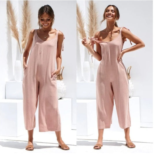Women's High Waist Wide-Leg Overalls – Loose Fit Casual Pants