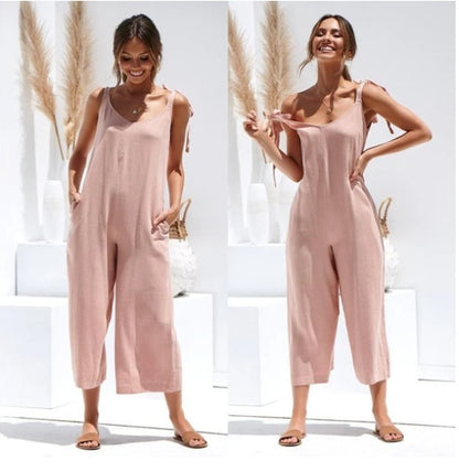 Women's High Waist Wide-Leg Overalls – Loose Fit Casual Pants